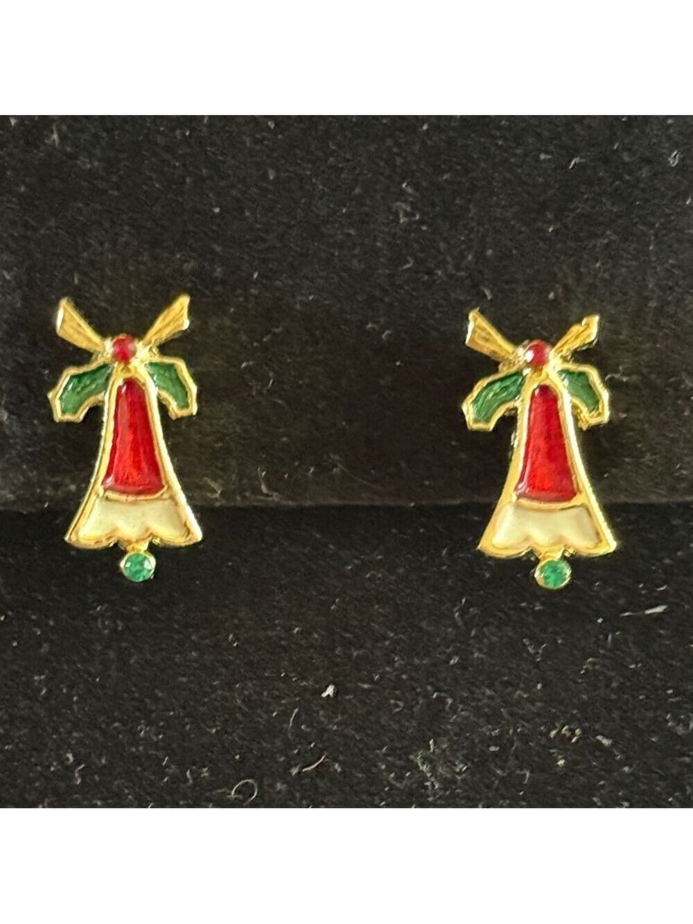 Avon Vintage Gold tone Christmas Bells Clip on Earrings